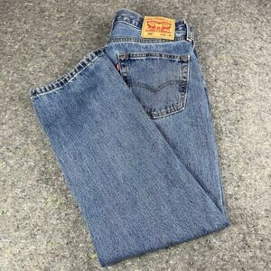 Levi's 505 Men's Jeans 34x30 Regular Fit Medium Wash Blue Straight Leg Used